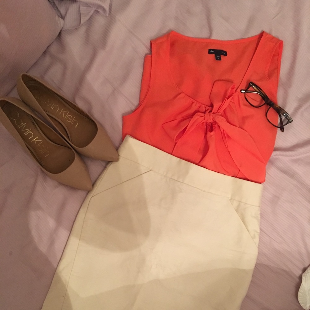 Gap Orange Bow Blouse